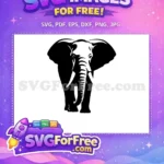 Free Bold Black Elephant Free Tusked Silhouette Design Wild Safari Free SVG - Instant Download