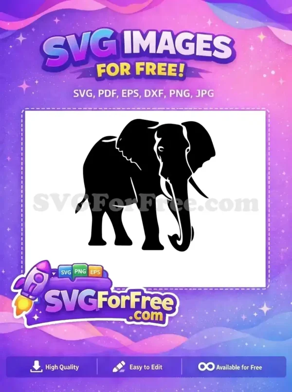Free Majestic Black Free Powerful Trunk Elephant Animal Free SVG