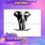 Free Elephant Silhouette Free Detailed Trunk Tusks Safari Free SVG - Instant Download