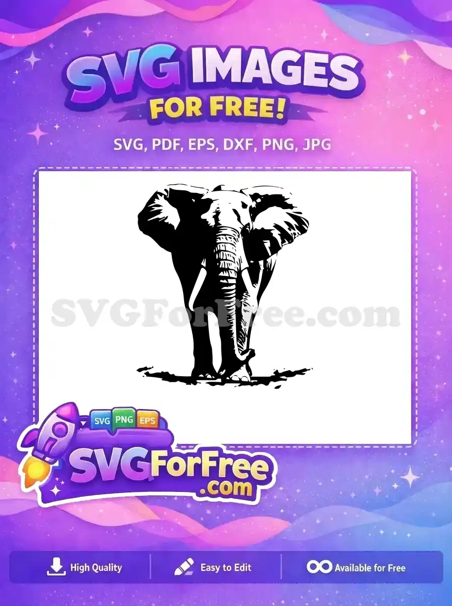 Free Elephant Silhouette Free Detailed Trunk Tusks Safari Free SVG