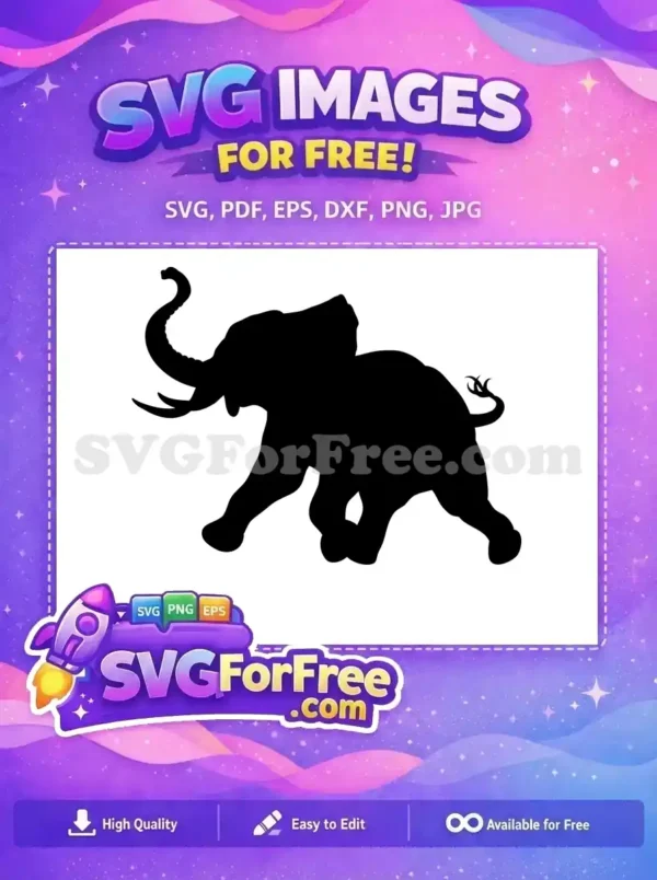 Free Powerful Elephant Free Raised Trunk Wildlife Safari Free SVG