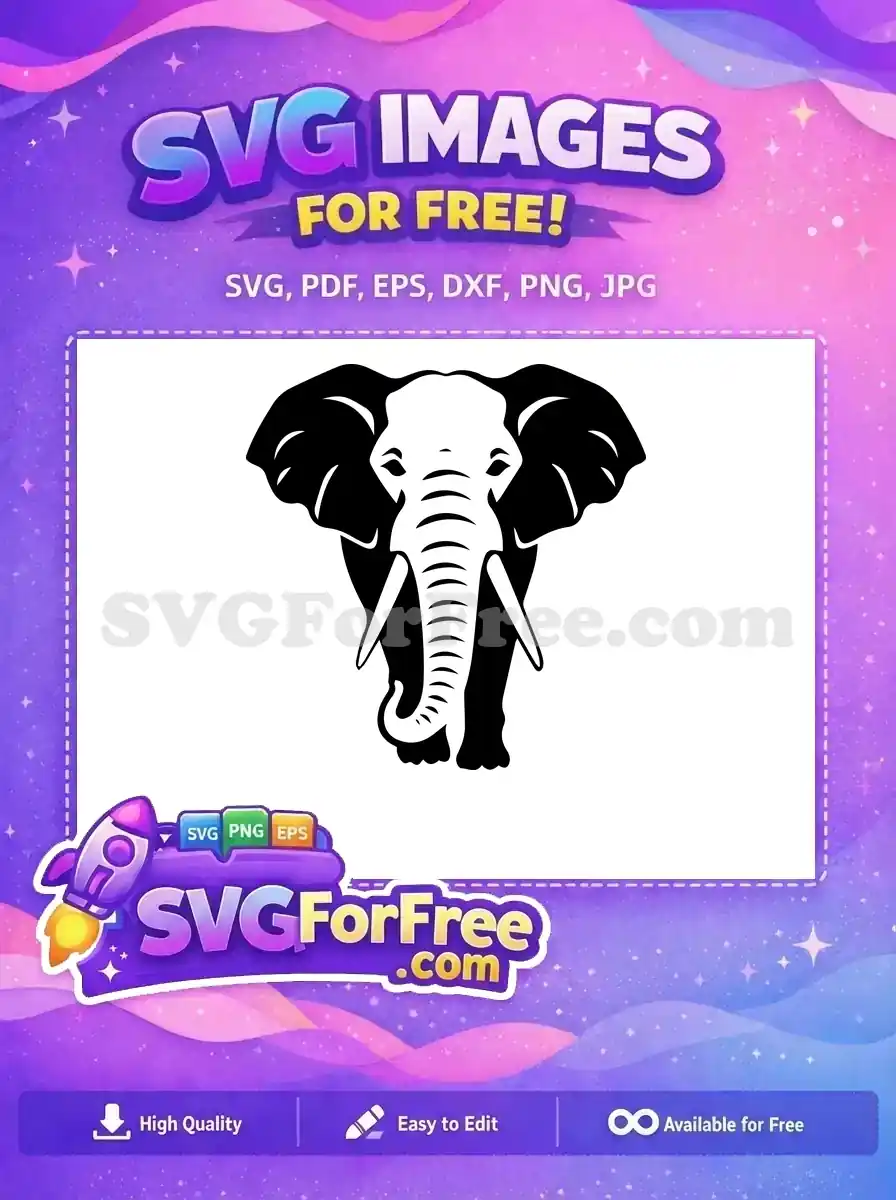 Free Black White Elephant Free Majestic Tusked Silhouette Free SVG