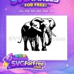 Free Elegant Black Outline Free Simple Animal Shape Elephant Free SVG - Instant Download