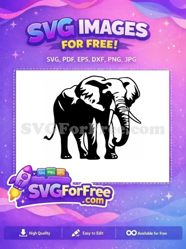 Free Elegant Black Outline Free Simple Animal Shape Elephant Free SVG