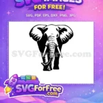 Free Detailed Black Elephant Free Wild African Tusked Safari Animal Free SVG - Instant Download
