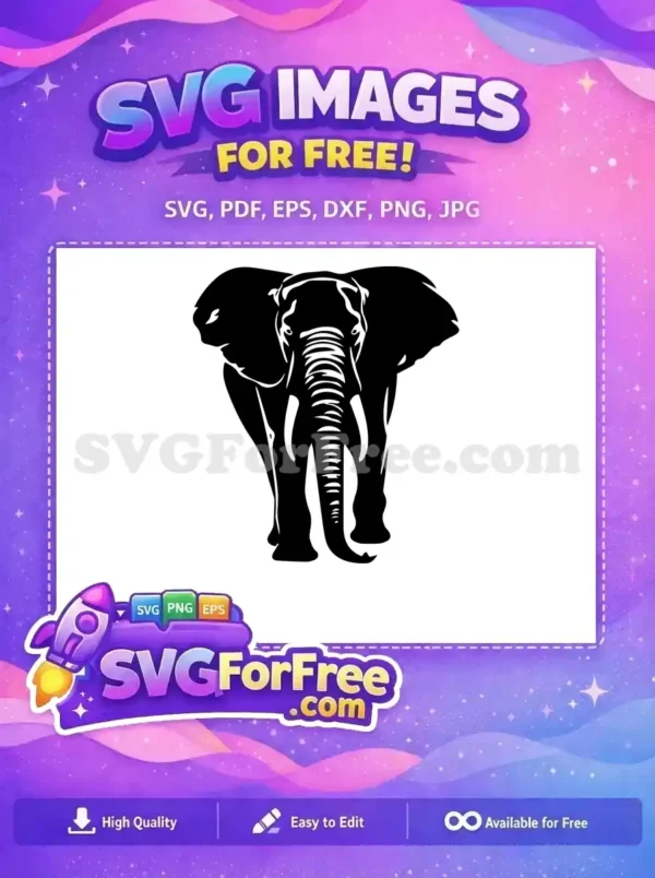 Free Black Elephant Free Majestic Animal Safari Wildlife Free SVG 2