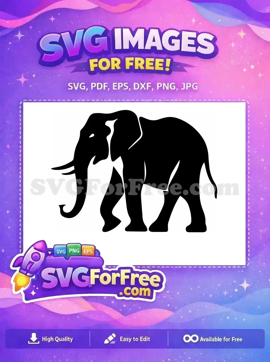 Free Majestic Elephant Free Animal Silhouette Wildlife Art Free SVG 1