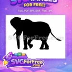Free Cute Elephant Free Black Silhouette Safari Animal Free SVG 1 - Instant Download