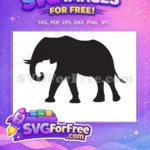 Free black elephant Free curled trunk safari Free SVG - Instant Download