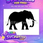 Free Black Elephant Silhouette Free Walking African Safari Wildlife Design Free SVG - Instant Download