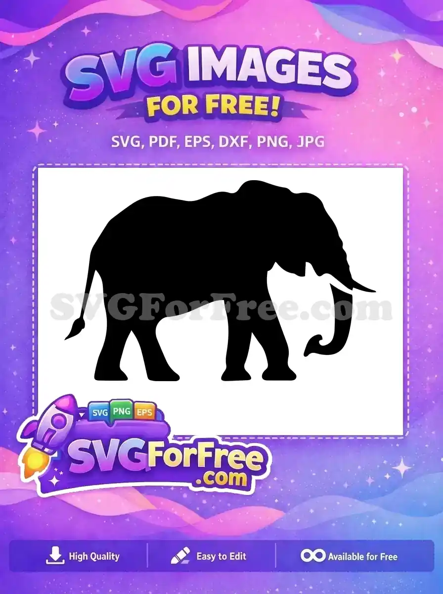 Free Black Elephant Silhouette Free Walking African Safari Wildlife Design Free SVG