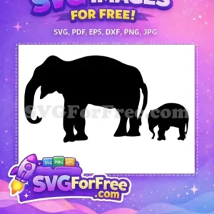 Free Black Elephant Free Baby Elephant Family Silhouette Free SVG Free Black Elephant Free Baby Elephant Family Silhouette Free SVG