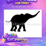 Free Black Elephant Silhouette Free Raised Trunk Safari Animal Free SVG - Instant Download