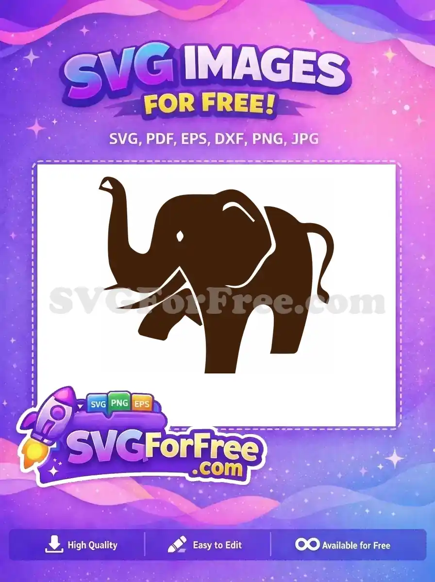 Free Brown Elephant Silhouette Free Playful Safari Animal Free SVG