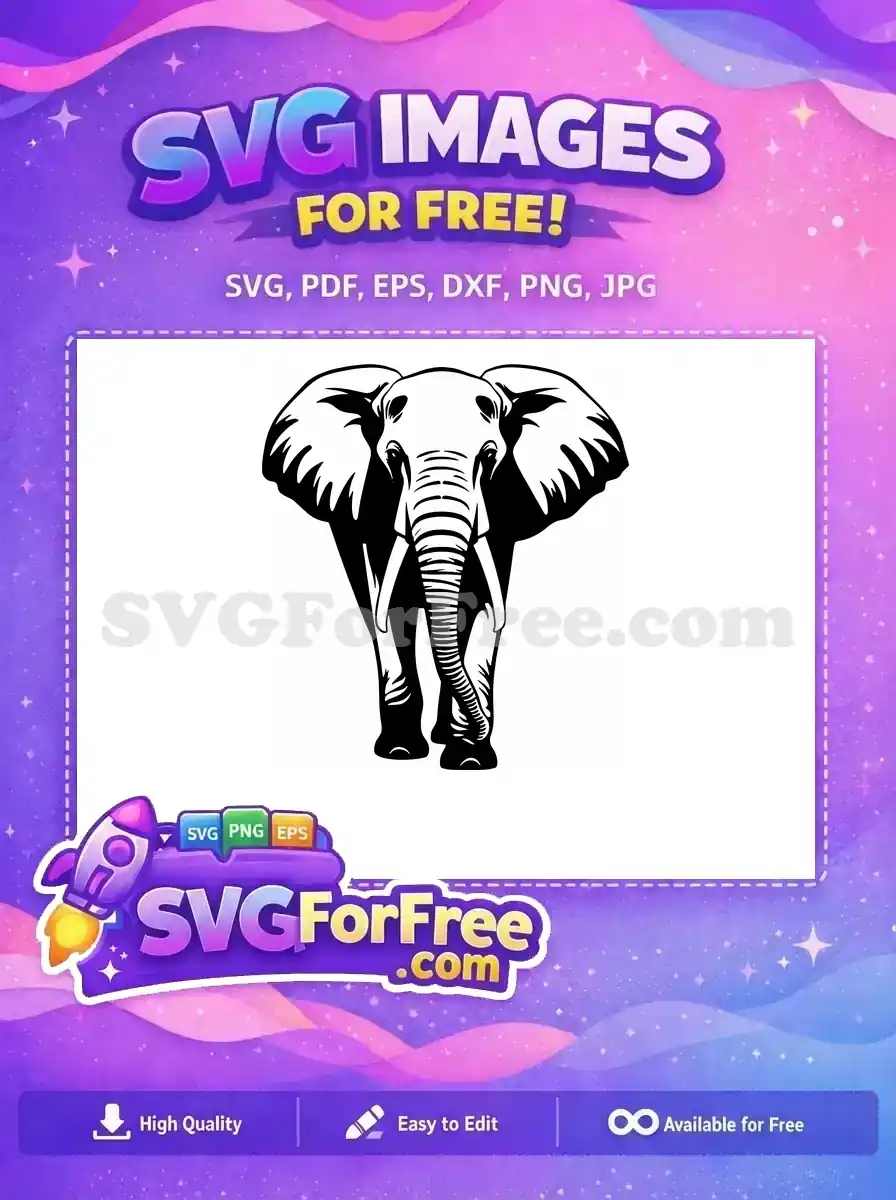 Free Black Elephant Free Detailed Silhouette Elephant Design Free SVG