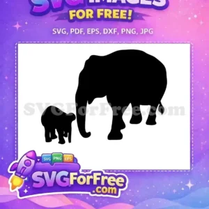 Free Black Elephant Silhouette Free Baby Elephant Family Bonding Free SVG