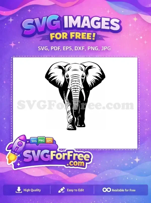 Free majestic grey elephant Free playful baby elephant Safari Free SVG