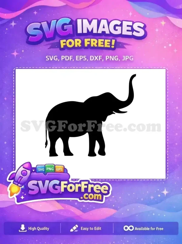 Free Majestic Trunk Up Free Powerful Black Outline Jungle Animal Free SVG