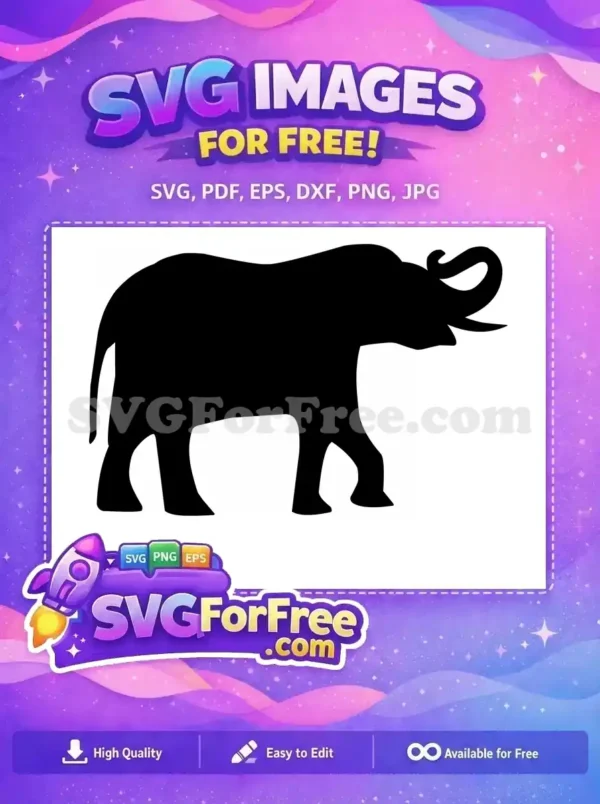 Free Black Elephant Head Silhouette Free Upward Trunk Dumbo Free SVG