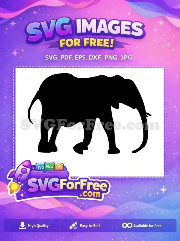Free Majestic Black Elephant Free Wild African Mammal Safari Art Free SVG