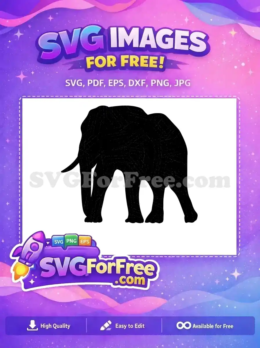 Free Black Textured Elephant Free Powerful Silhouette African Safari Free SVG