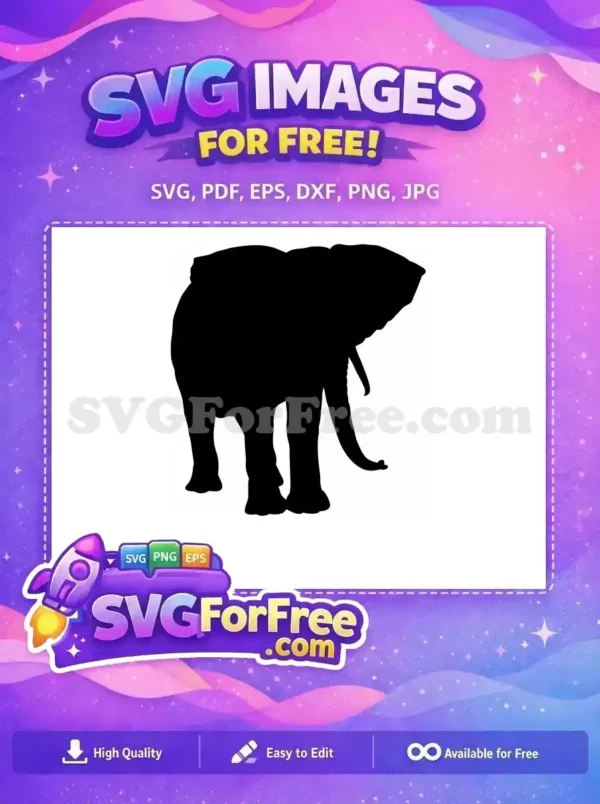 Free Playful Jumbo Free Detailed Outline Elephant Silhouette Free SVG