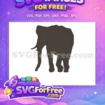 Free Dark Brown Silhouette Free Walking Majestic Animal Elephant Free SVG - Instant Download