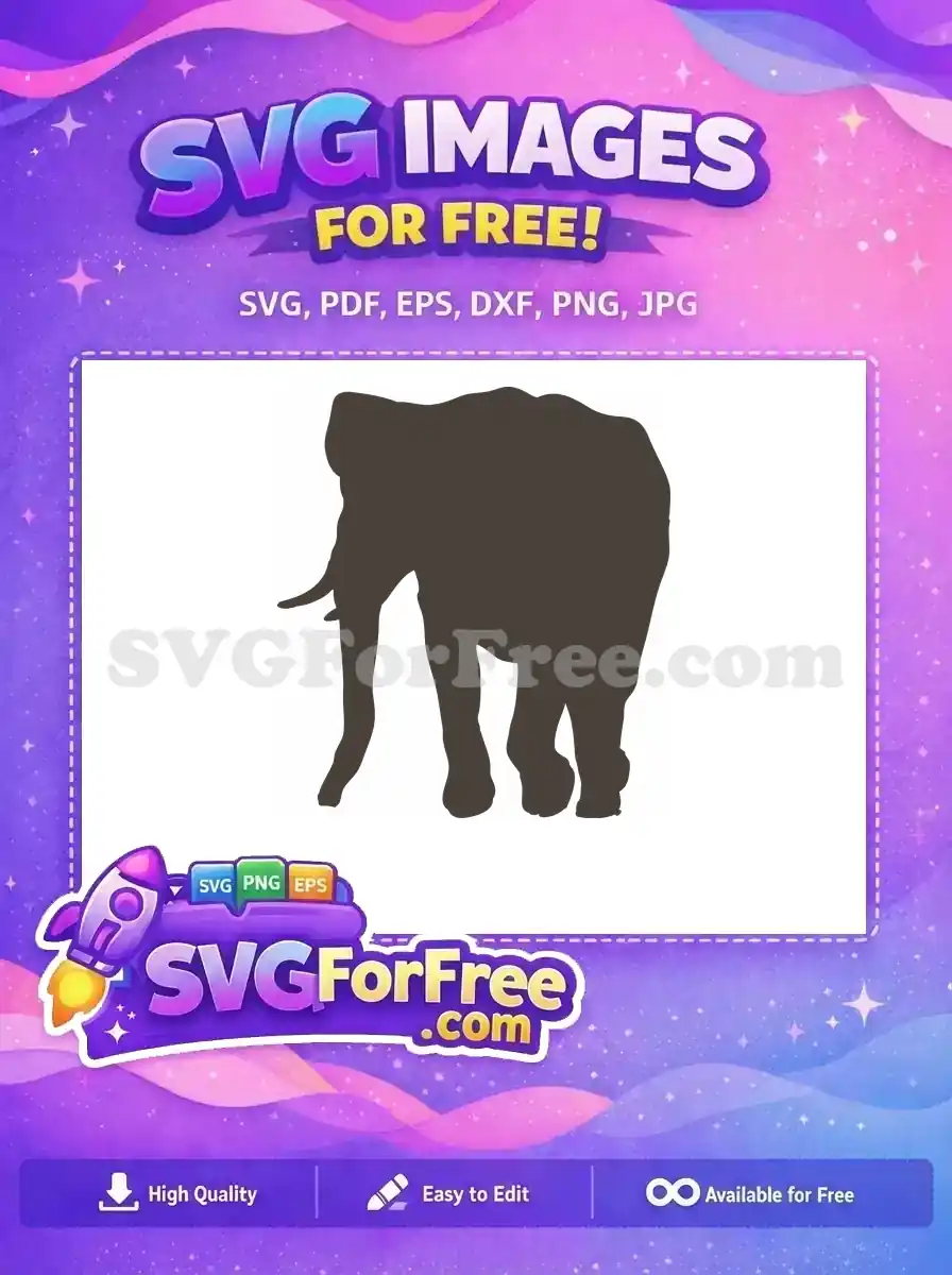 Free Dark Brown Silhouette Free Walking Majestic Animal Elephant Free SVG