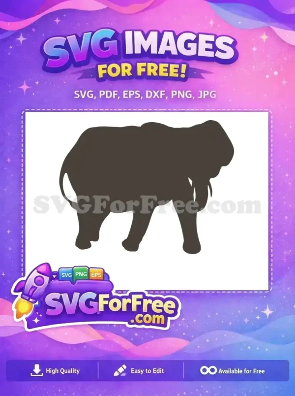 Free Dark Grey Elephant Silhouette Free Powerful Walking African Safari Free SVG Free Dark Grey Elephant Silhouette Free Powerful Walking African Safari Free SVG