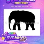 Free Black Elephant Silhouette Free Wild Animal Outline Safari Free SVG - Instant Download