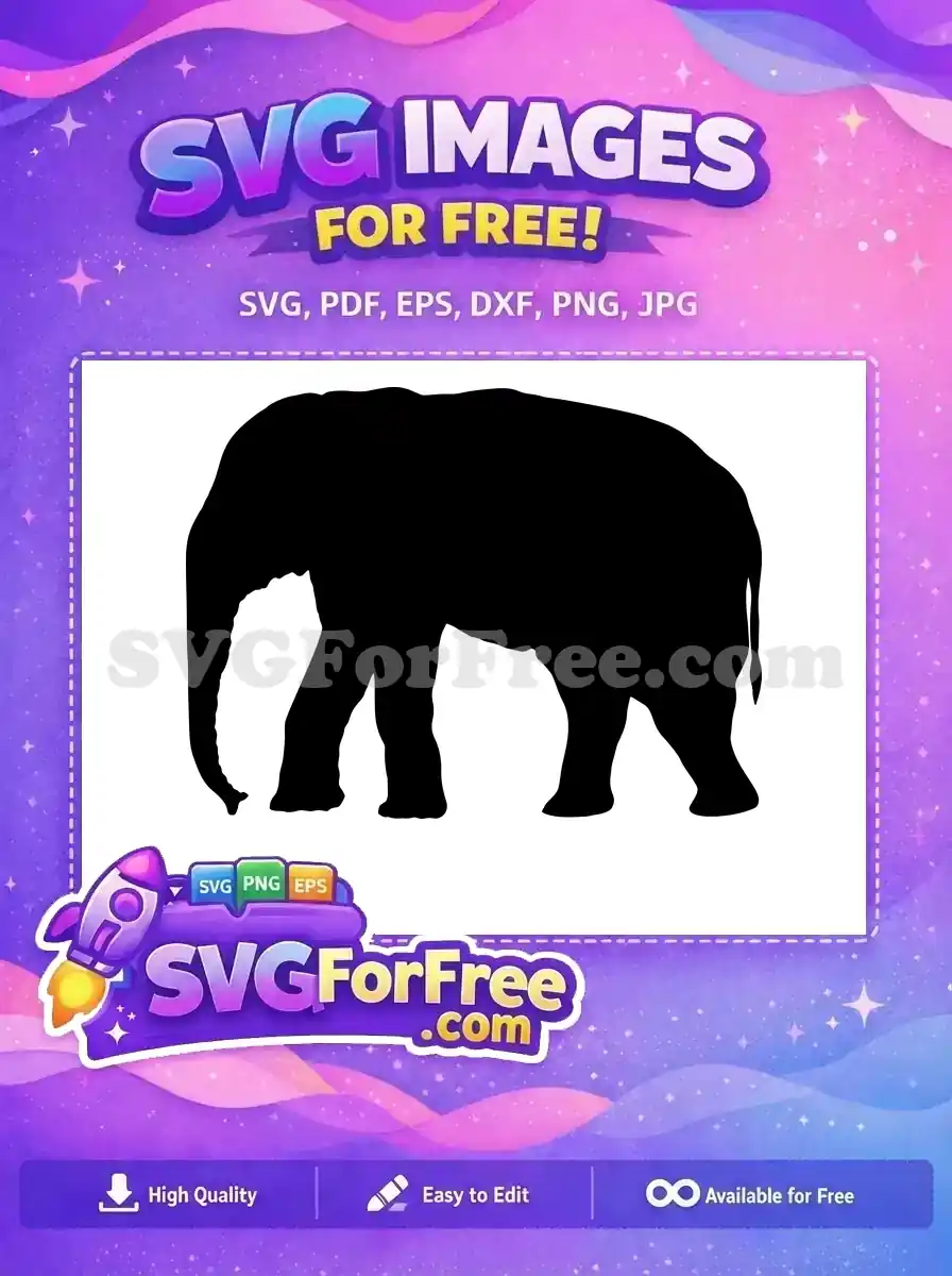 Free Black Elephant Silhouette Free Wild Animal Outline Safari Free SVG