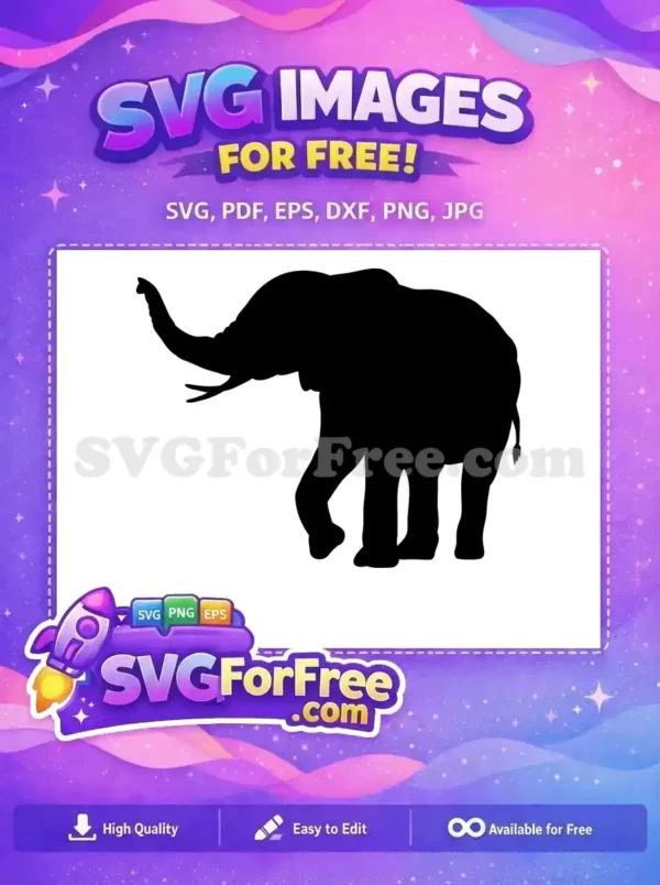 Free Black Elephant Silhouette Free Powerful Animal Wildlife Free SVG