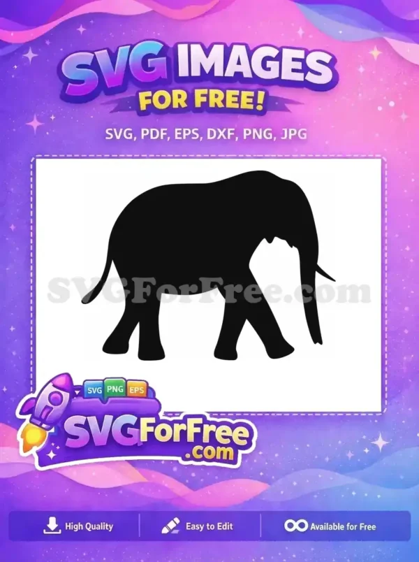 Free strong walking elephant Free minimalist black silhouette African Wildlife Free SVG