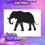 Free Black Elephant Free Detailed Animal Silhouette Safari Art Free SVG - Instant Download