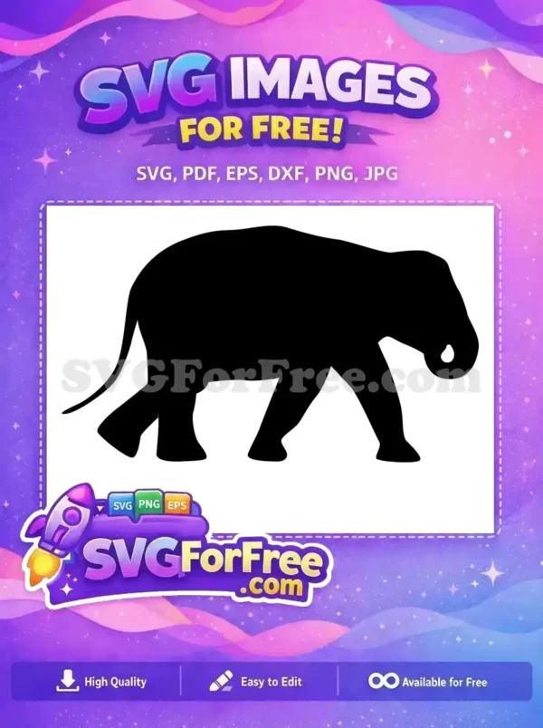 Free Large Walking Elephant Free Detailed Silhouette African Safari Free SVG