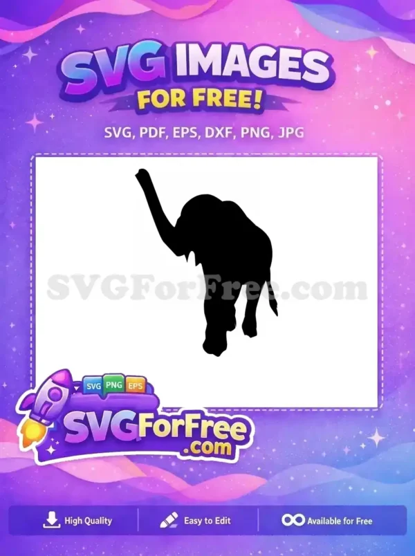 Free Majestic Elephant Free Wild Animal Black Silhouette Free SVG