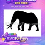 Free Black Elephant Free Trunk Down Pose Safari Animal Free SVG - Instant Download