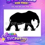 Free walking black elephant silhouette Free grassland wildlife animal design Free SVG - Instant Download