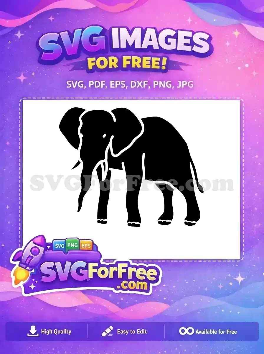 Free Black Silhouette Free Elephant Outline Jungle Animal Free SVG