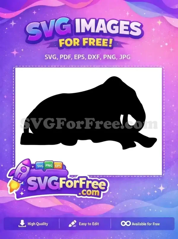Free Resting Elephant Silhouette Free Black Wildlife Animal Free SVG