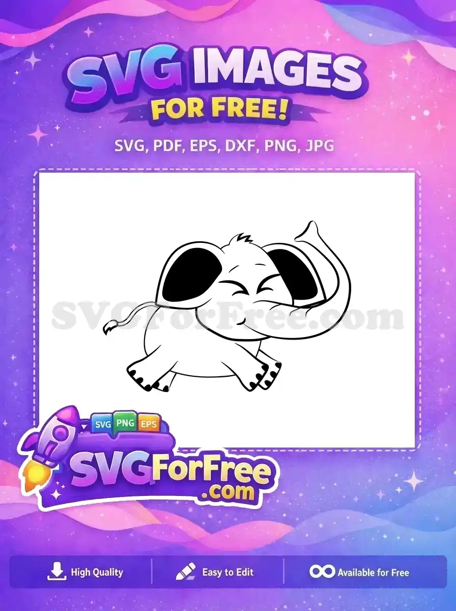 Free Happy Baby Elephant Free Smiling Trunk Up Silhouette Free SVG