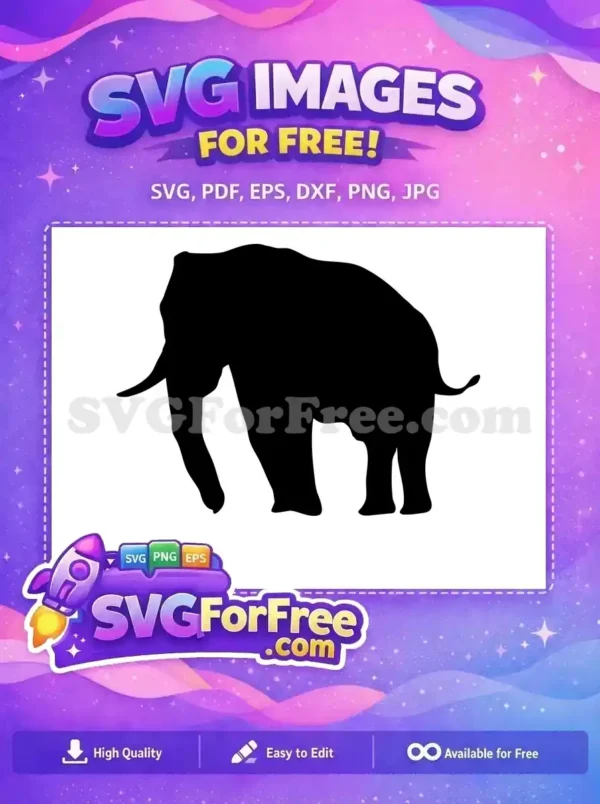 Free Black Standing Elephant Free Simple Elegant Outline Wildlife Design Free SVG