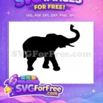 Free Elegant Elephant Silhouette Free Detailed Black Outline Elephant Design Free SVG - Instant Download