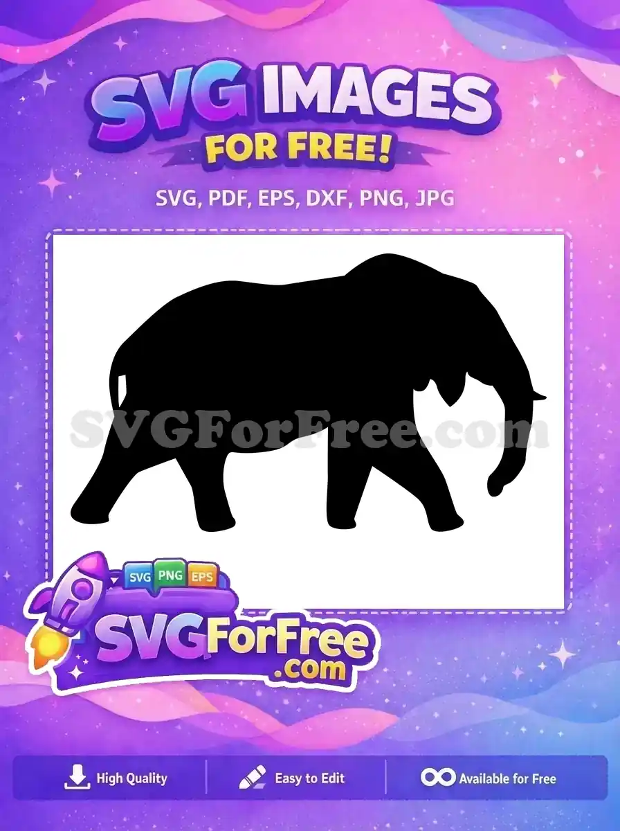 Free black elephant Free walking safari silhouette Free SVG