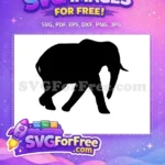 Free Black Elephant Free Walking Silhouette Safari Wildlife Free SVG - Instant Download