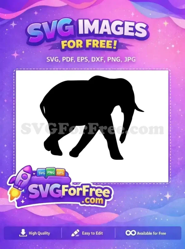 Free Black Elephant Free Walking Silhouette Safari Wildlife Free SVG