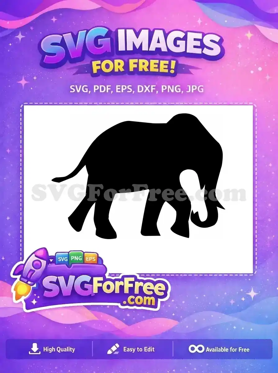 Free Majestic Elephant Free Black Silhouette Wildlife Animal Free SVG 1