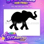 Free Black Elephant Silhouette Free Walking Pose Raised Trunk Safari Free SVG - Instant Download