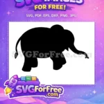 Free Black Elephant Silhouette Free Trunk Up Pose Wildlife Free SVG - Instant Download