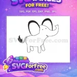 Free Cute White Elephant Free Happy Trunk Up Baby Elephant Free SVG - Instant Download